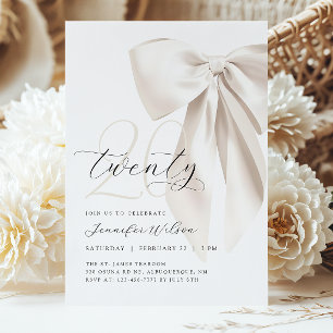 Invitation Vingt Ans Anniversaire Ruban Blanc