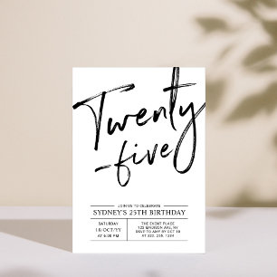 Invitation Vingt-Cinq   Fête d'anniversaire moderne 25 ans