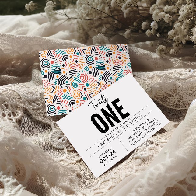 Invitation Vingt et un | 21e anniversaire de la géométrie col (Créateur téléchargé)