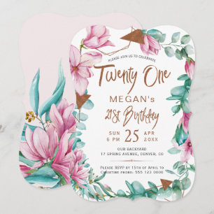 Invitation Vingt-et-un aquarelle florale fête d'anniversaire
