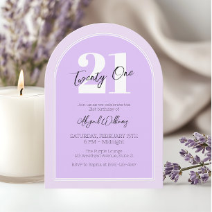Invitation Vingt et un Arc Violet Élégant Fête d'anniversaire