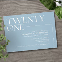 Vingt et un | Bleu clair Simple Airy 21e anniversa
