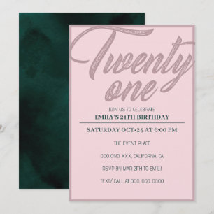 Invitation Vingt et un   Rose Gold Pink 21e fête d'anniversai
