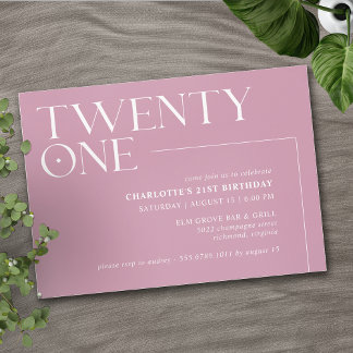 Invitation Vingt et un | Rose moderne Dusty rose 21e annivers