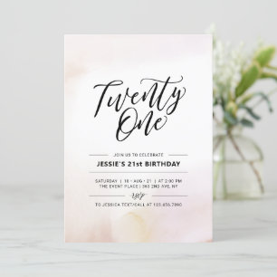 Invitation Vingt et une aquarelle minimale 21e anniversaire