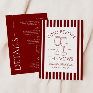 Invitation Vino avant le week-end de bachelorette Vows