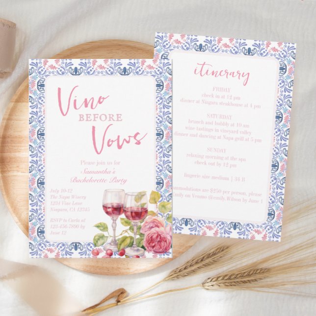 Invitation Vino Avant Vows Dégustation De Vin Bachelorte (Créateur téléchargé)