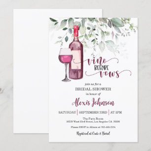 Invitation Vino Avant Vows Fête des mariées (Rouge) Invitatio