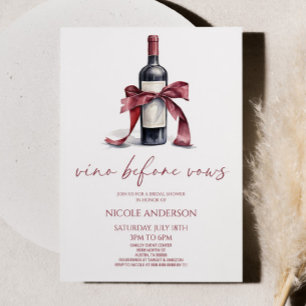 Invitation Vino Avant Vows Red Vine Botté Bow Fête des mariée