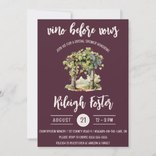 Invitation Vino Avant Vows, Trellis, Fête des mariées Grapevi