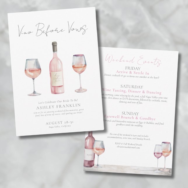 Invitation Vino Avant Vows Wine Bachelorte (Vino Before Vows Wine Bachelorette Invitation)