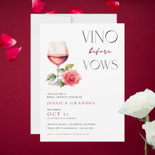 Invitation Vino Before Vows Vine Rose Thème Fête des mariées