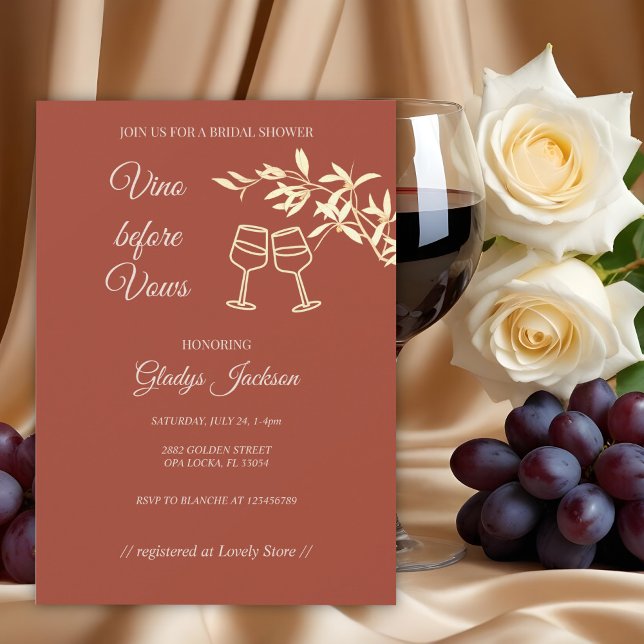 Invitation Vino floral rustique intemporel avant Vows (Créateur téléchargé)