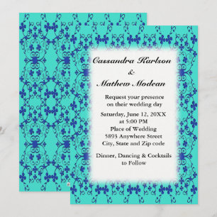 Invitation Vins à fleurs bleues Turquoise ou Couleur Choix Me
