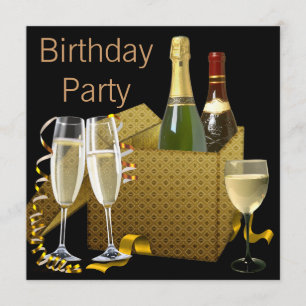 Invitation Vins de Champagne Glasses Black Gold