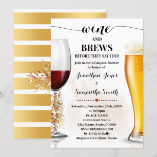 Invitation Vins et brasses Automne Eucalyptus Wedding shower