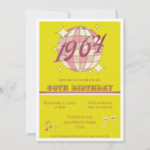 Invitation Vintage 1964 60e anniversaire rétro vert Invitatio