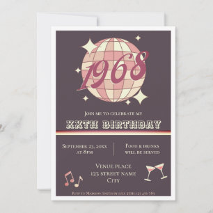 Invitation Vintage 1968 62e anniversaire rétro violet Invitat
