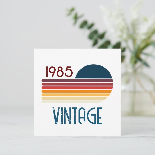 Invitation Vintage 1985 Retro Stripe Sun (Debout devant)