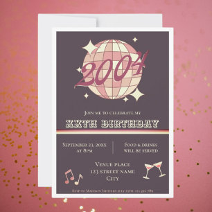 Invitation Vintage 2004 21e anniversaire rétro violet Invitat