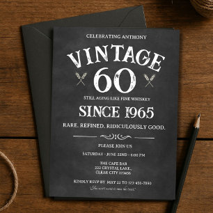 Invitation vintage 60e anniversaire - Thème Whiske