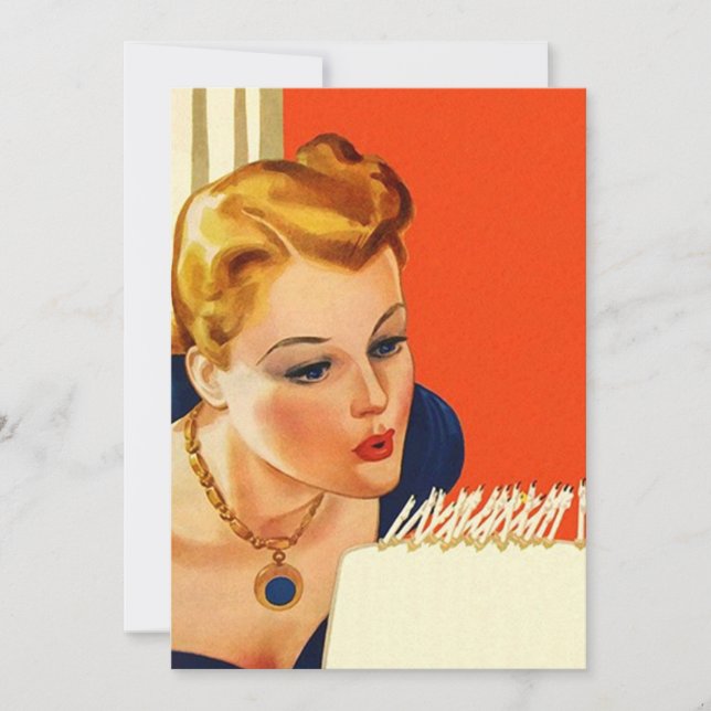 Invitation Vintage à la bougie de gâteau d'anniver (Devant)