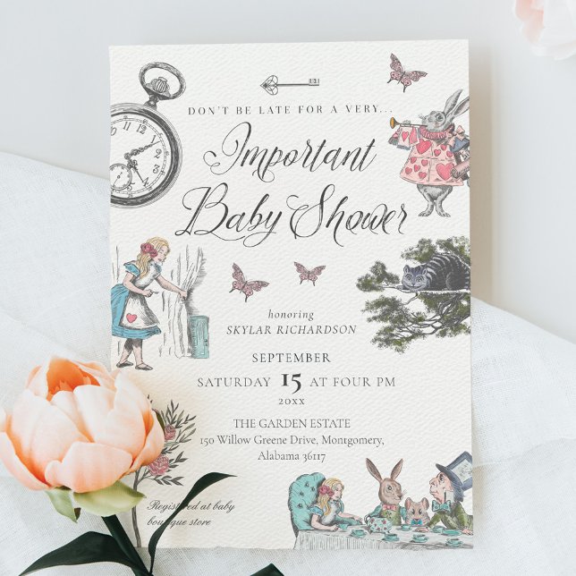 Invitation Vintage Alice Au Pays Des Merveilles Baby shower (Créateur téléchargé)