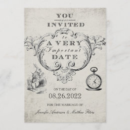 Invitation Vintage Alice au pays des merveilles Mariage