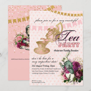 Invitation Vintage Alice au Pays des merveilles Tea Party