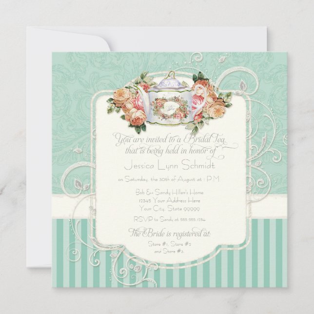 Invitation Vintage Antique Roses (Devant)