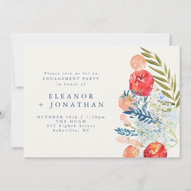 Invitation Vintage Aquarelle Florale Jardin (Devant)