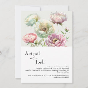 Invitation Vintage Aquarelle pivoines Mariage moderne