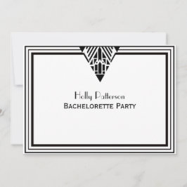Invitation Vintage Art déco noir blanc cadre blanc #1 H Bache