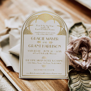 Invitation Vintage Art Déco or Unique Monogram Arch Mariage