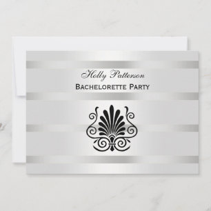 Invitation Vintage Art déco Plume noir blanc H Bachelorette