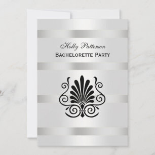 Invitation Vintage Art Déco Plume Noir Blanc V Bachelorette