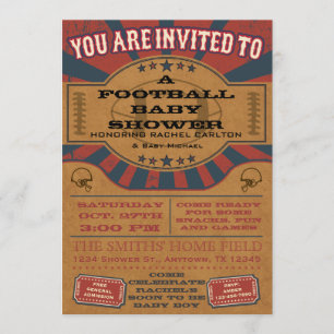 Invitation Vintage au Baby shower de football