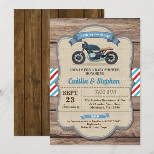 Invitation Vintage au baby shower moto. Vélo