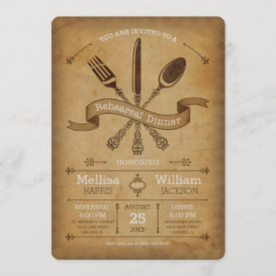 Invitation vintage au dîner de répétition