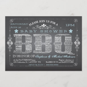 Invitation vintage Baby shower BBQ Chalkboard Boy