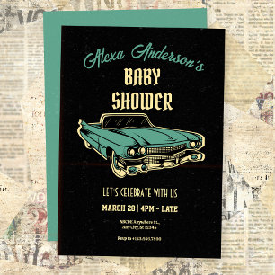 Invitation vintage baby shower de voiture Garage