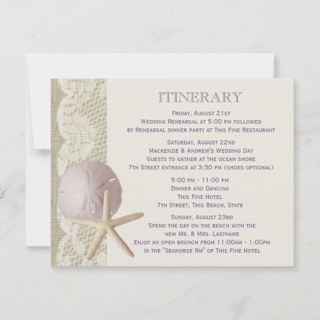 Invitation Vintage Beach Itinéraire violet (Devant)