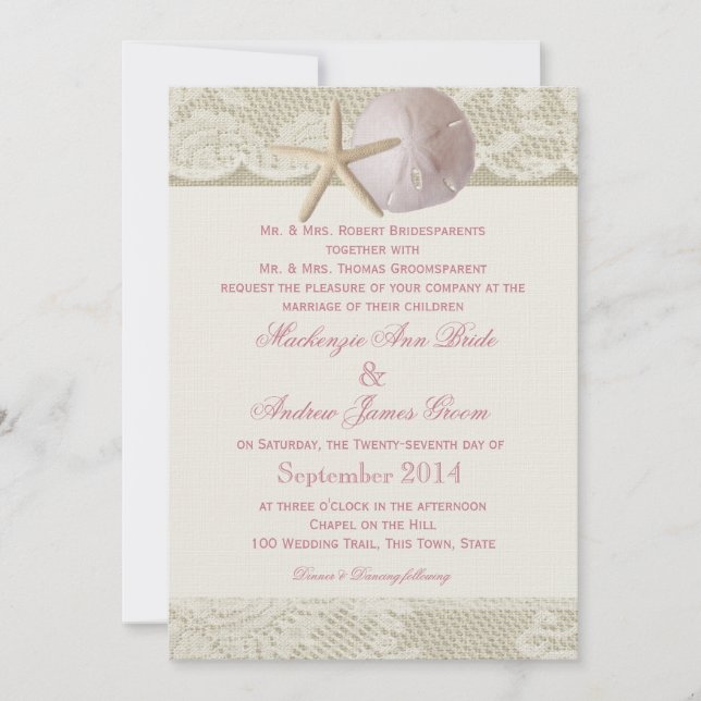 Invitation Vintage Beach Ivory rose (Devant)