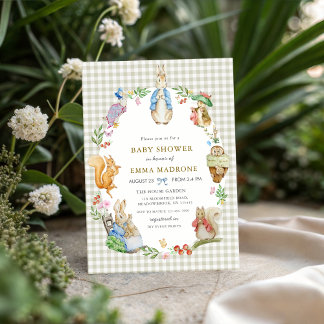 Invitation Vintage Beatrix Potter Peter Rabbit Wreath