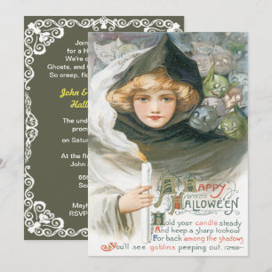 Invitation Vintage Beauty And The Goblins Halloween
