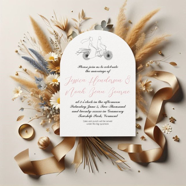 Invitation Vintage Bicyclette Cottagecore rose (Créateur téléchargé)