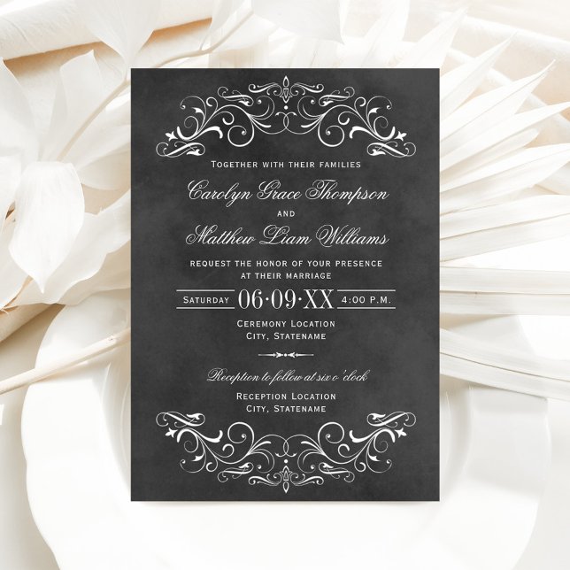 Invitation Vintage Black Chalkboard Mariage (Créateur téléchargé)