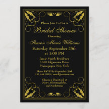 Invitation vintage Black Gold Bridal Shower