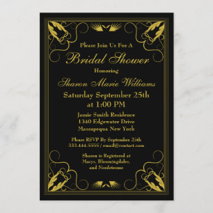 Invitation vintage Black Gold Bridal Shower