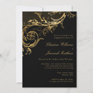 Invitation Vintage Black Gold Floral
